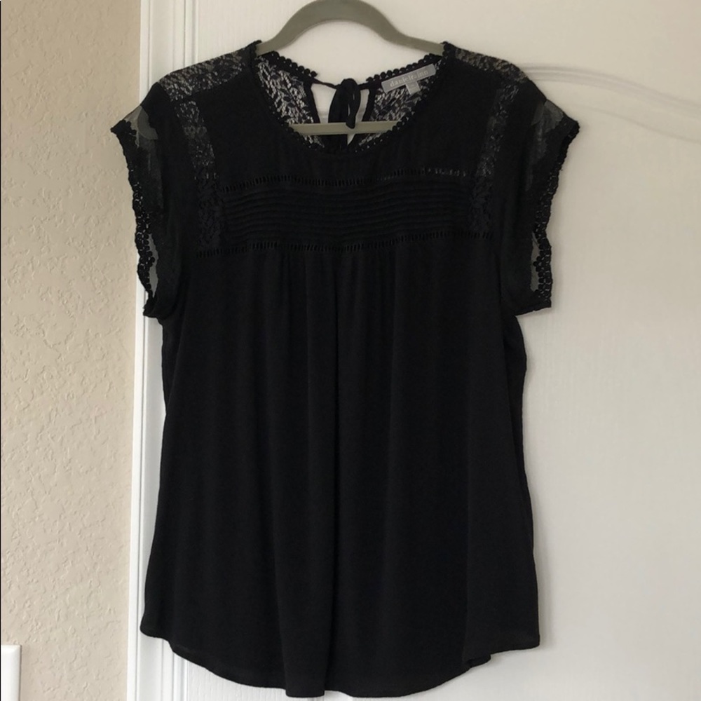 Daniel Rainn Blouse, Black with Lace Detail